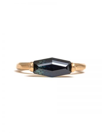 Long Hexagon Parti Sapphire Ring