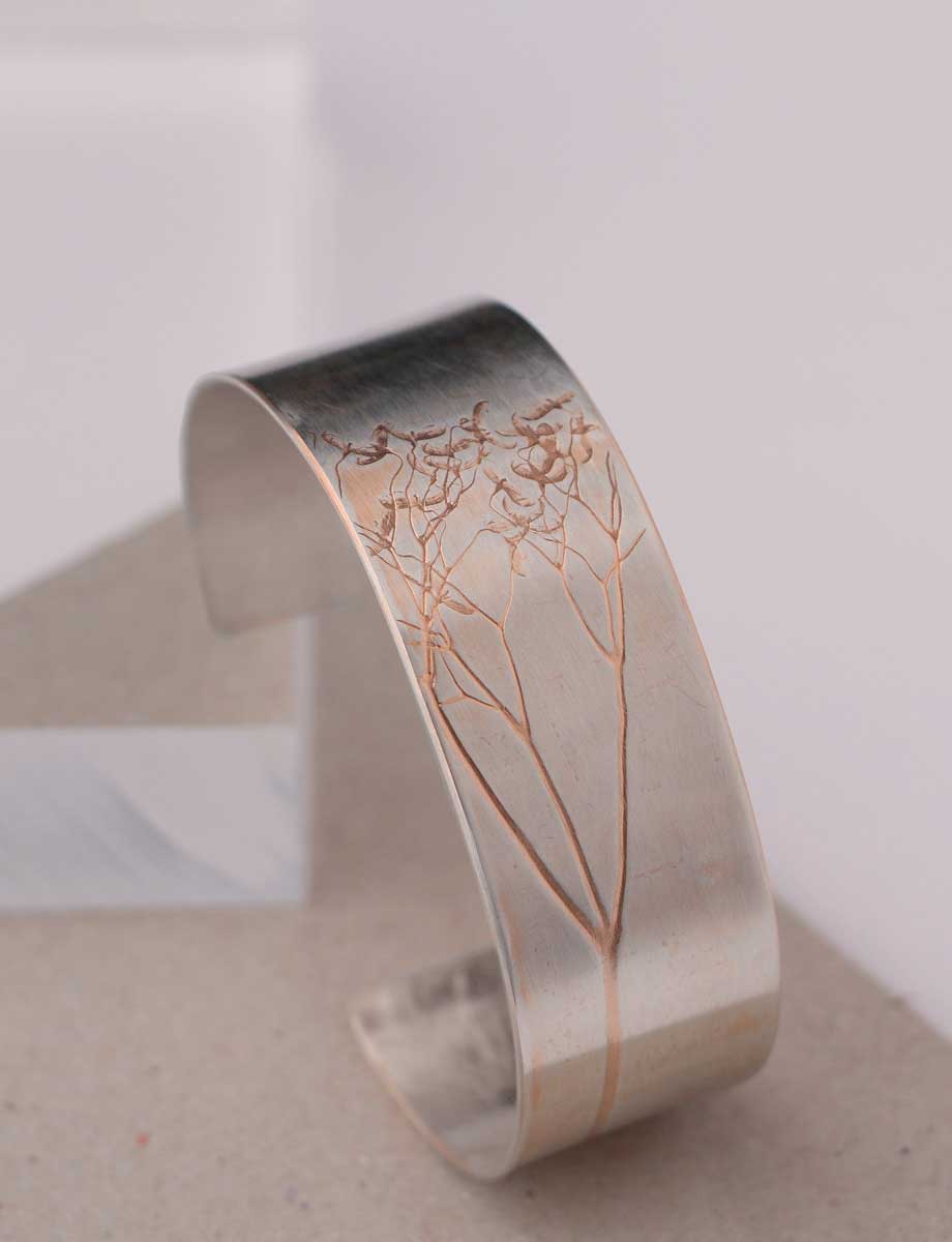 Japanese Plant Cuff – Silver & Rose Gold Plate
