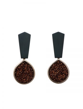 Bronze Glitter Teardrop Earrings