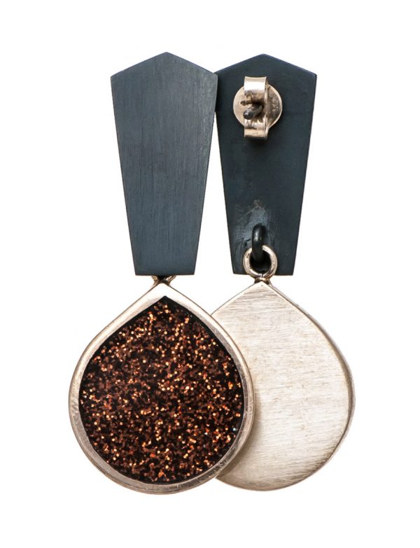 Bronze Glitter Teardrop Earrings