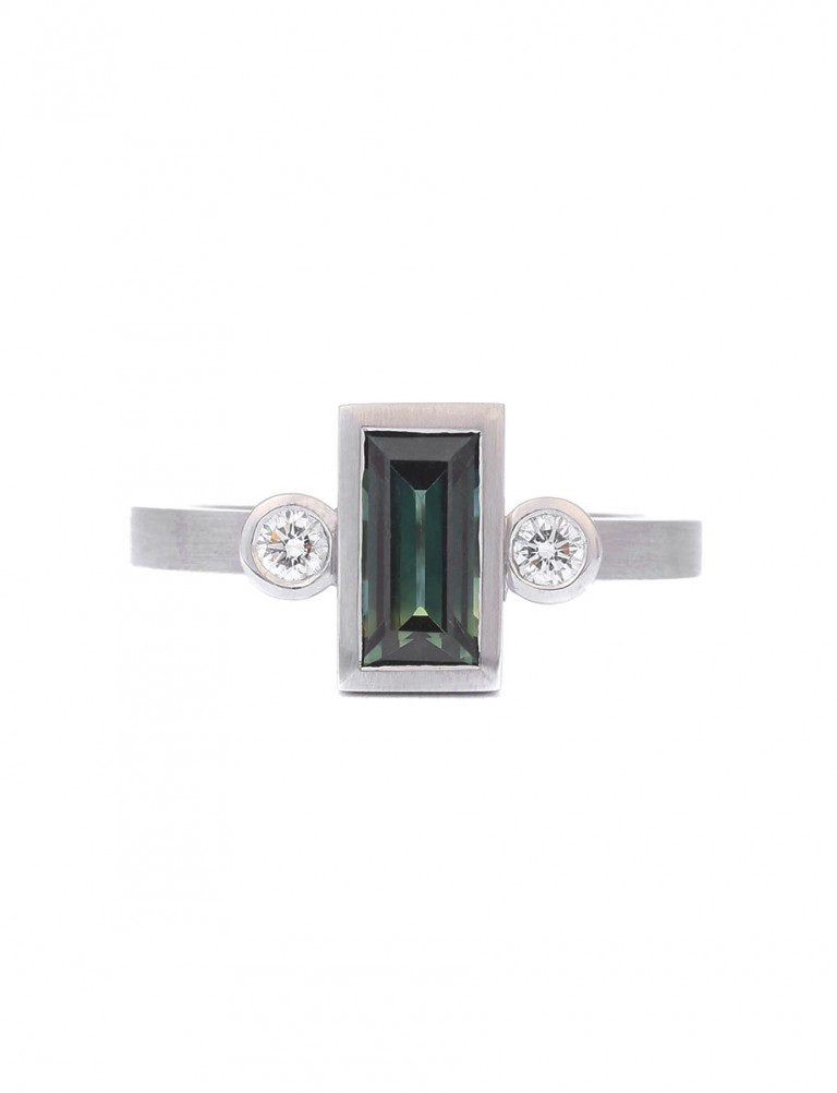 Deco Trilogy Ring – Sapphire & Diamond