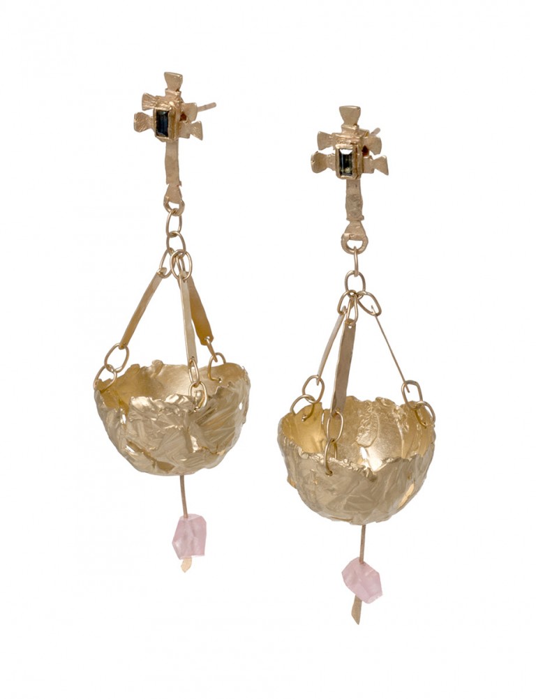 Botafumeiro Earrings – Gold & Tourmaline