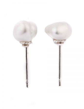Keshi Pearl Stud Earrings – Silver #2