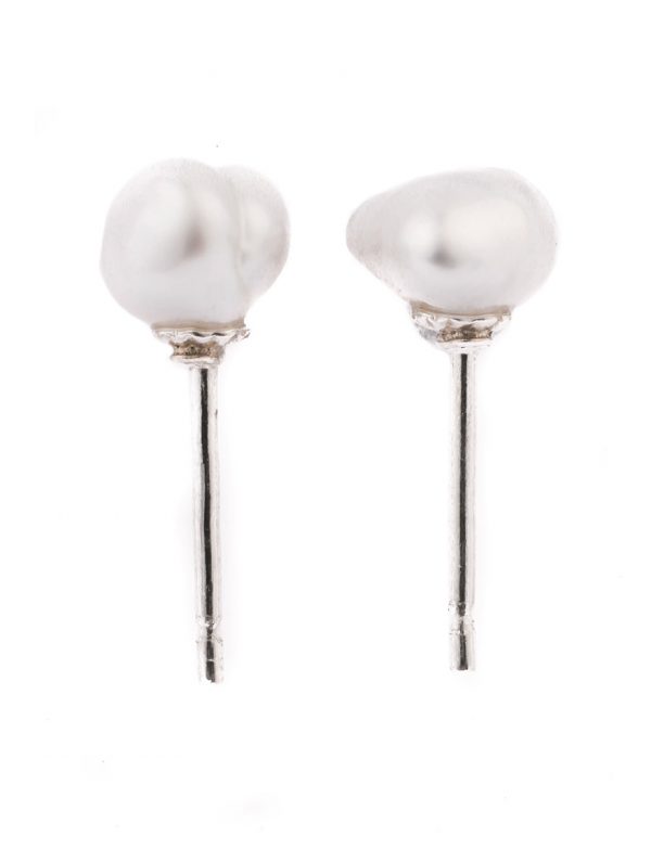 Keshi Pearl Stud Earrings – Silver #2