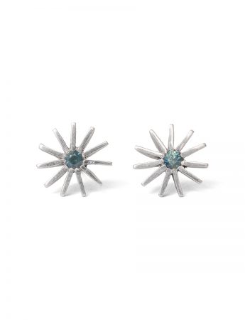 Large Radiant Star Earrings – Teal Sapphire