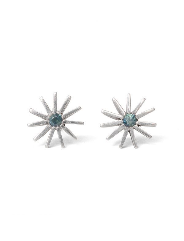 Large Radiant Star Earrings – Teal Sapphire