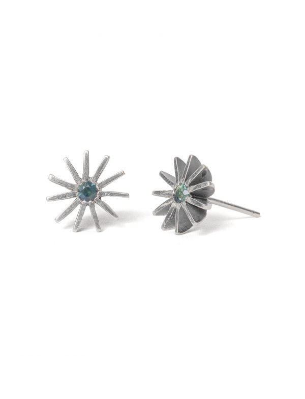 Large Radiant Star Earrings – Teal Sapphire
