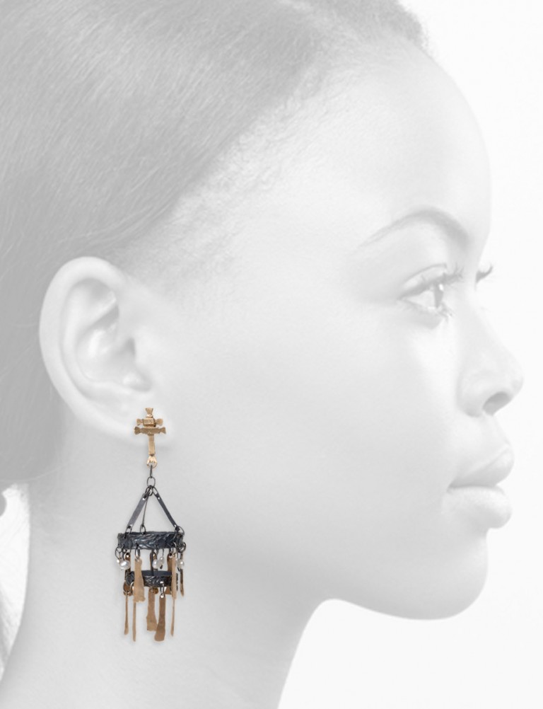 Bizancia Earrings – Gold, Silver & Pearl
