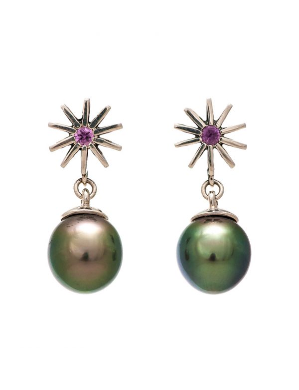 Radiant Star Sapphire Earrings – Tahitian Pearl