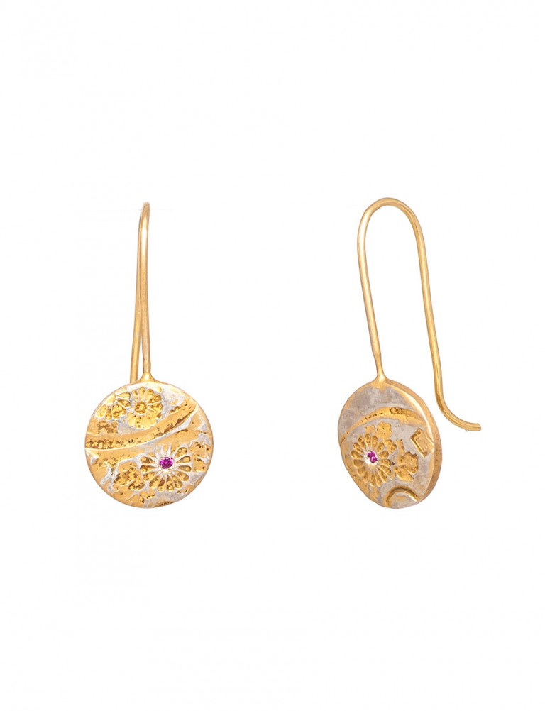 Japanese Flower Hook Earrings – Ruby