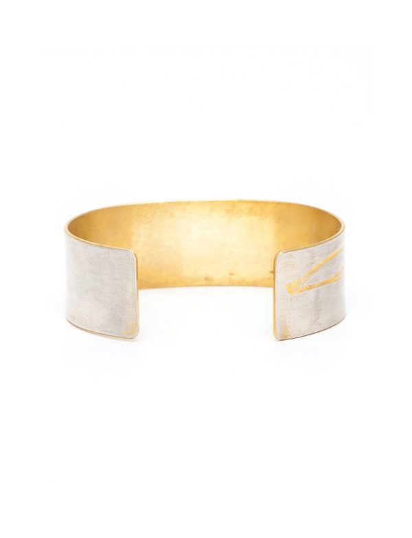 Japanese Plant Cuff – Silver & Yellow Gold Plate