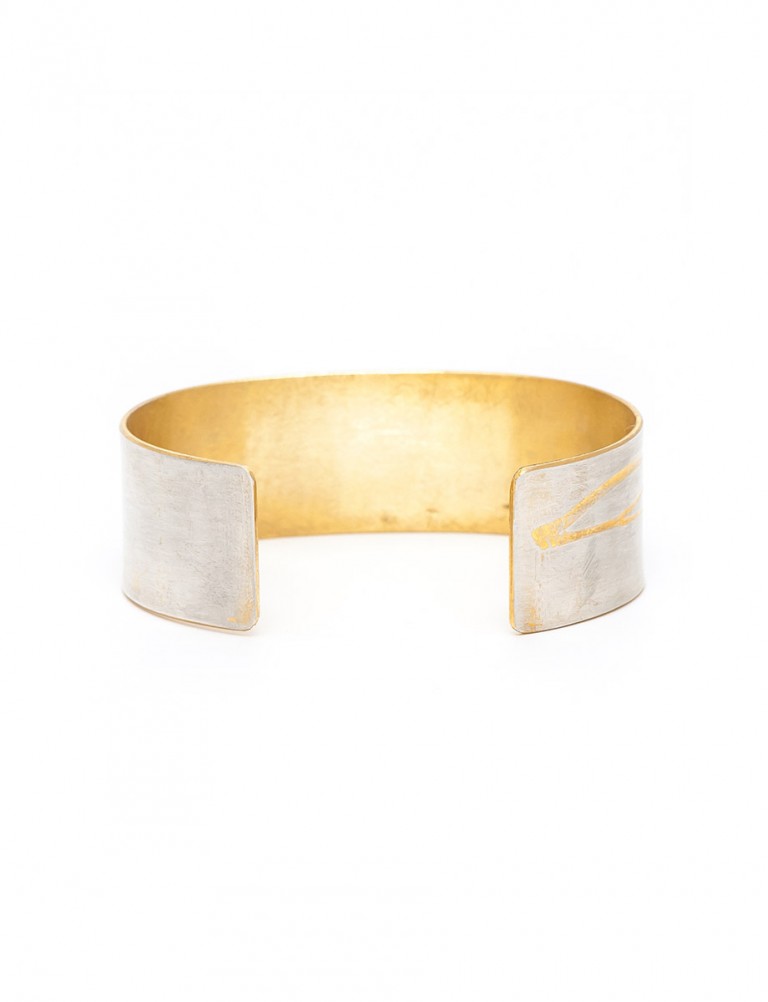 Japanese Plant Cuff – Silver & Yellow Gold Plate