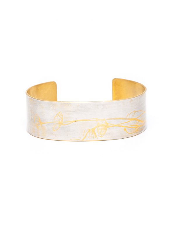 Japanese Plant Cuff – Silver & Yellow Gold Plate