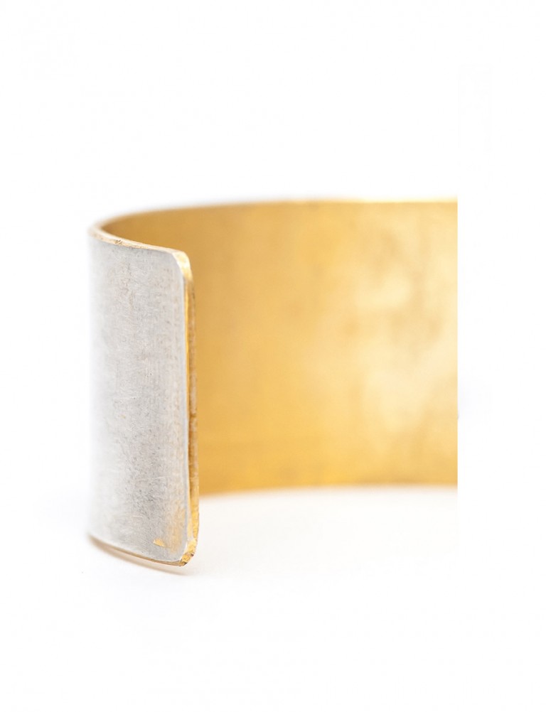 Japanese Plant Cuff – Silver & Yellow Gold Plate