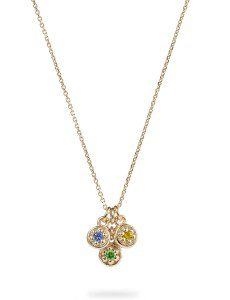 Poppy Rock Three Gem Cluster Pendant Necklace - Luke Rose - Long