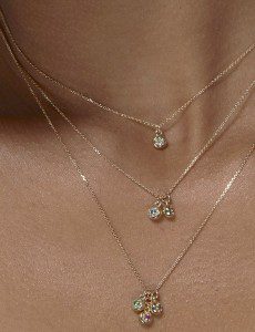 Poppy Rock White Sapphire Necklace - Luke Rose - Model