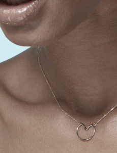 Small Semi-circle Polished Gold Necklace - Luke Rose - Model