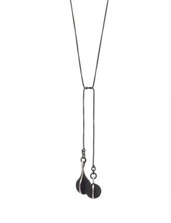 Black Orb & Teardrop X Lariat Wrap Necklace