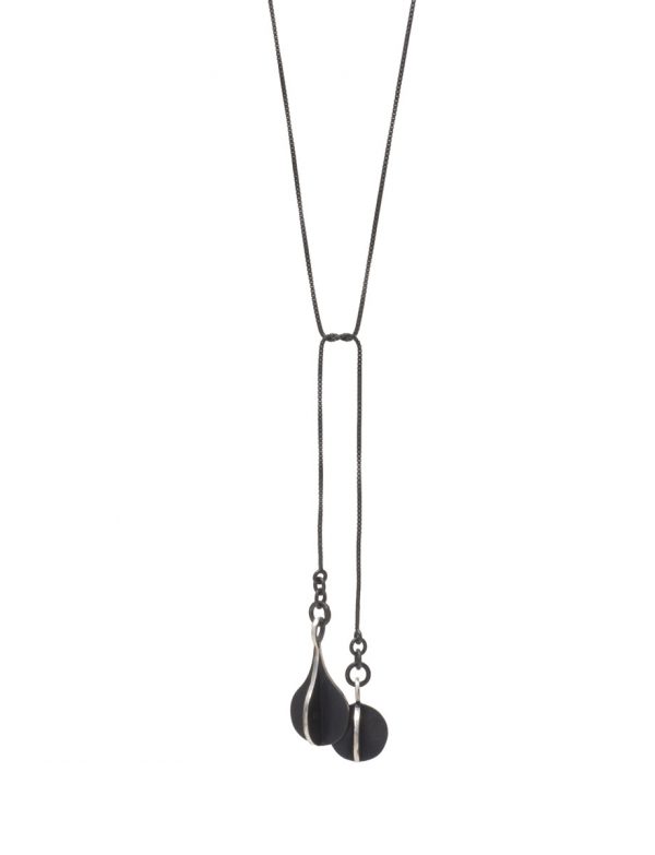 Black Orb & Teardrop X Lariat Wrap Necklace