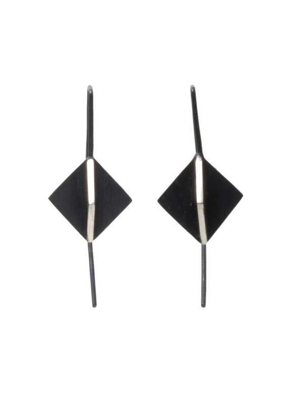 Black Cube X Short Hook Earrings
