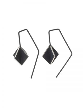 Black Cube X Short Hook Earrings