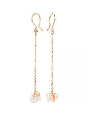 Chained South Sea Keshi Pearl Earrings – Gold