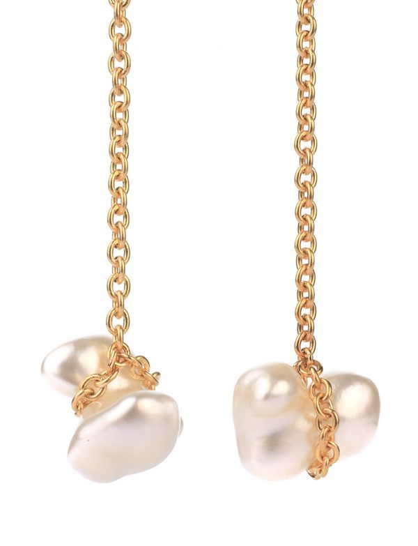 Chained South Sea Keshi Pearl Earrings – Gold