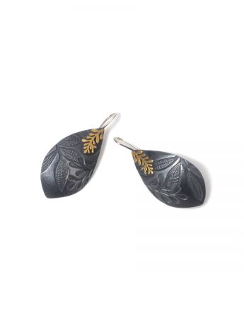 Leaf Imprint Earrings – Black & Gold