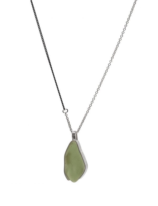 Large Beach Glass Necklace – Sage Green