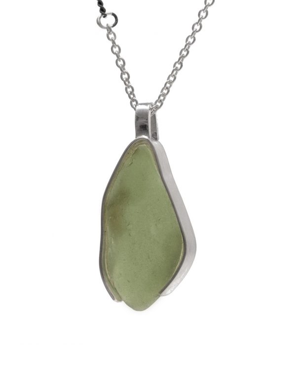 Large Beach Glass Necklace – Sage Green