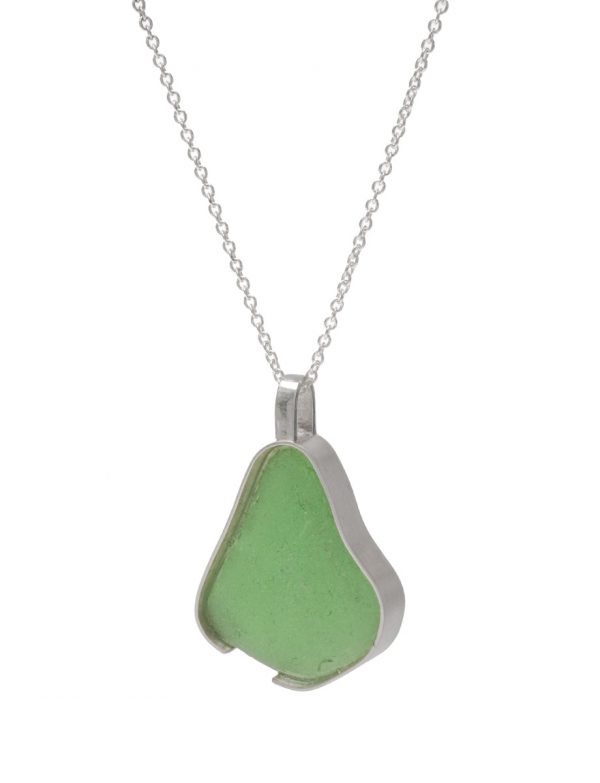 Large Beach Glass Necklace – Sage Green