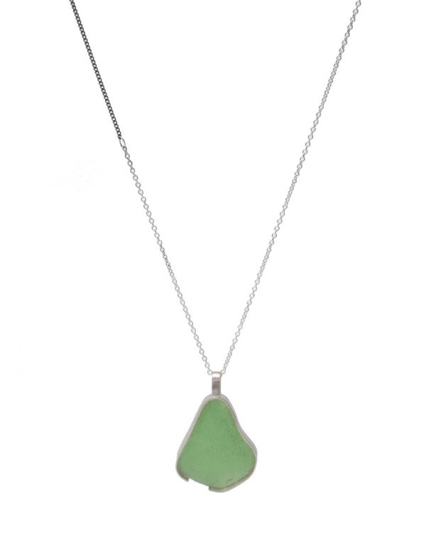 Large Beach Glass Necklace – Sage Green
