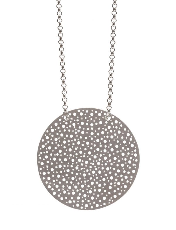 Perforated Disk Necklace – Silver Chain