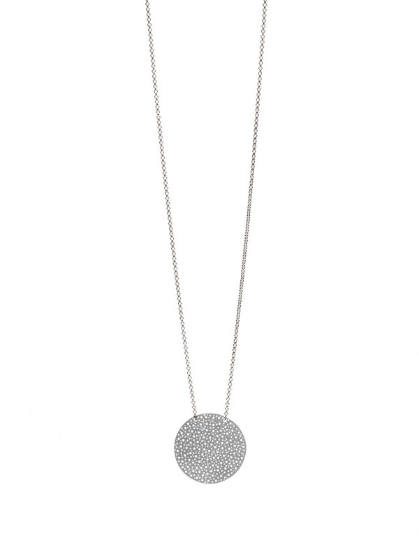 Perforated Disk Necklace – Silver Chain