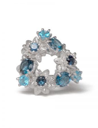Floral Triptych Ring – Prussian Blue