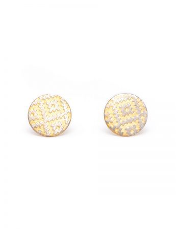 Rug Print Stud Earrings – Yellow Gold Plate