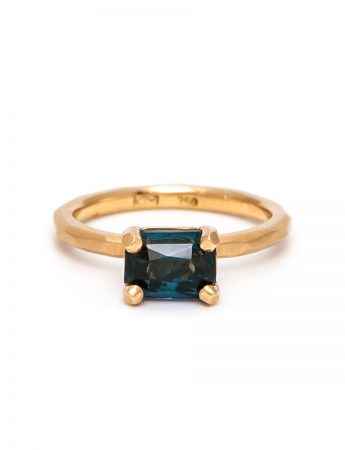 Blue Rectangular Sapphire Ring