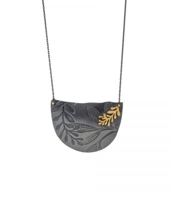 Leaf Imprint Necklace – Black & Gold