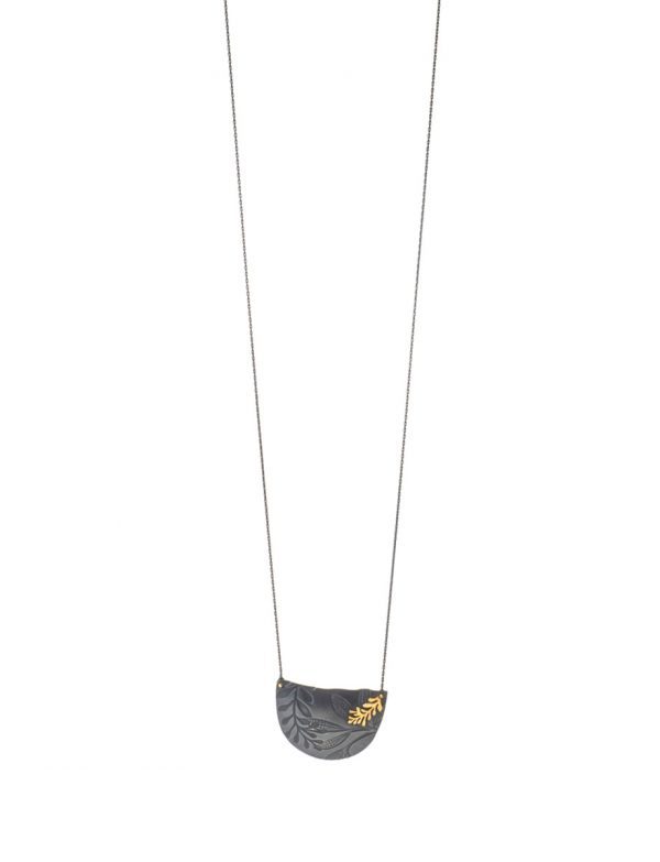 Leaf Imprint Necklace – Black & Gold