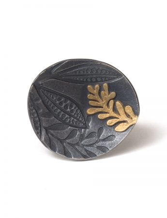 Leaf Imprint Ring – Black & Gold