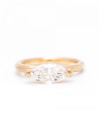 Two Claw Marquise Ring – Gold & White Diamond
