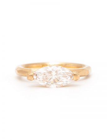 Two Claw Marquise Ring – Gold & White Diamond