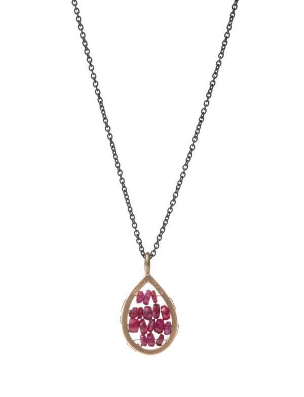 Tiny Narrow Teardrop Reef Necklace – Ruby