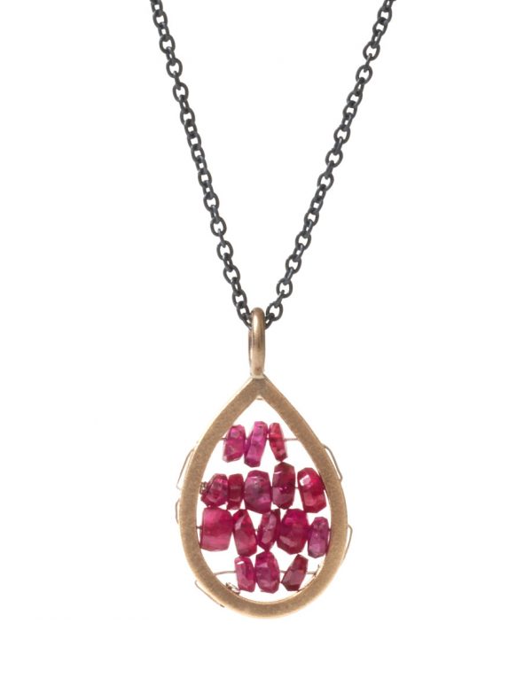 Tiny Narrow Teardrop Reef Necklace – Ruby