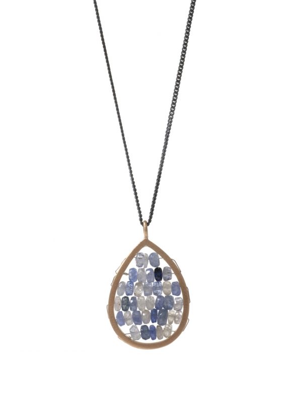 Small Teardrop Reef Necklace – Blue & Grey Sapphire