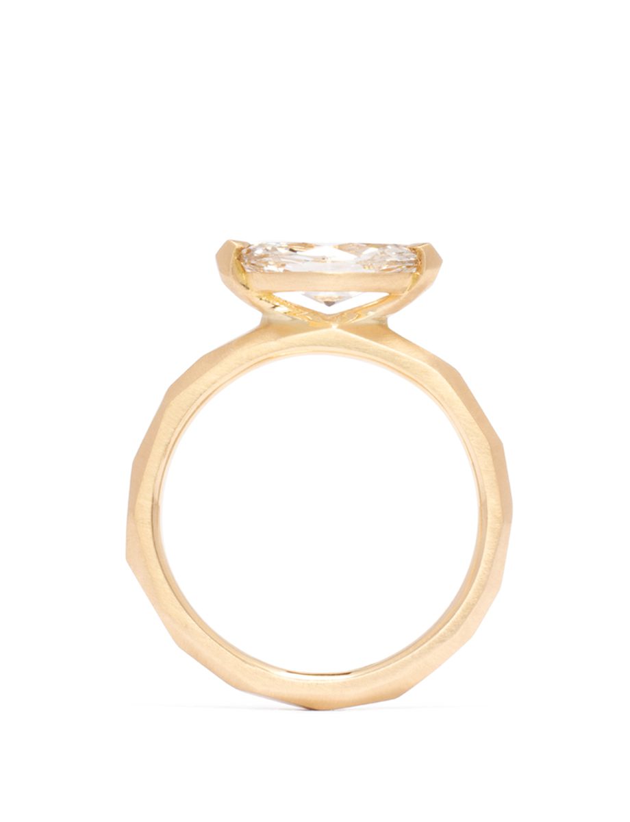Two Claw Marquise Ring – Gold & Champagne Diamond