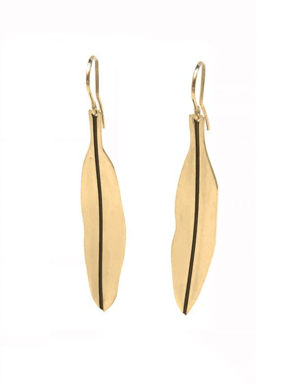 Eucalyptus Leaf Earrings – Yellow Gold