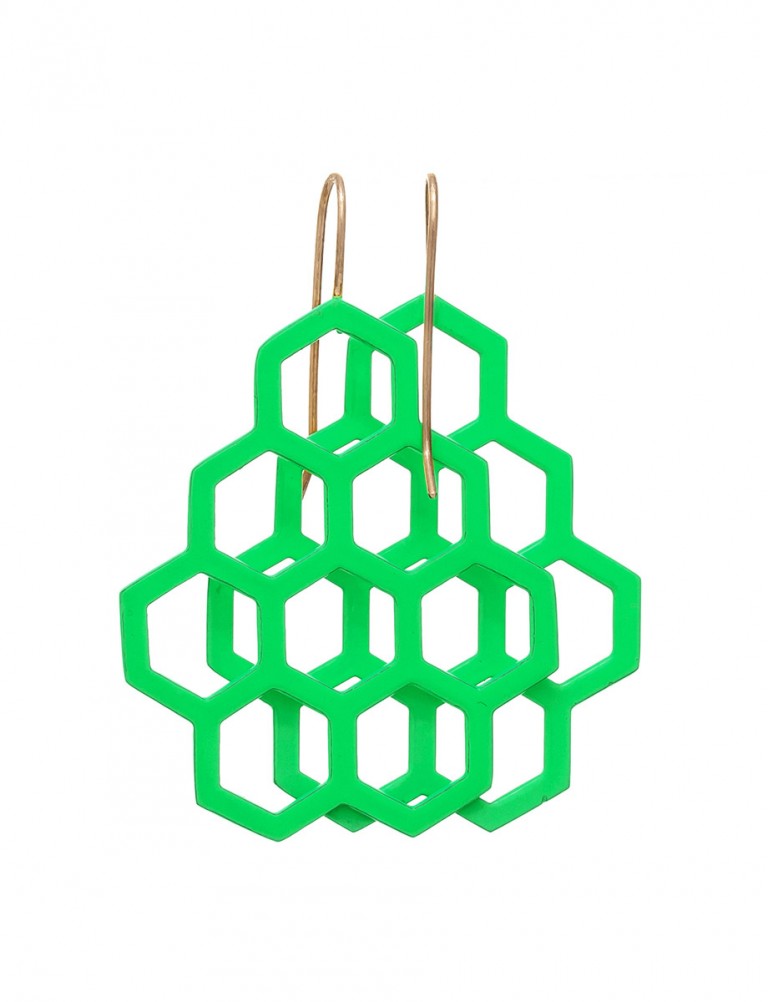 Honeycomb Earrings – Green