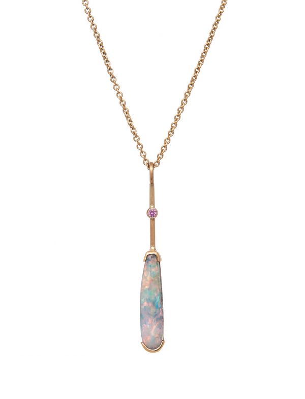 Australian Boulder Opal & Pink Sapphire Necklace