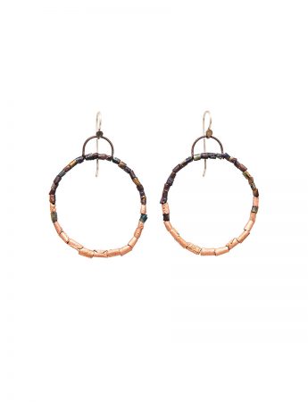 Beaded Open Hoop Earrings – Pink